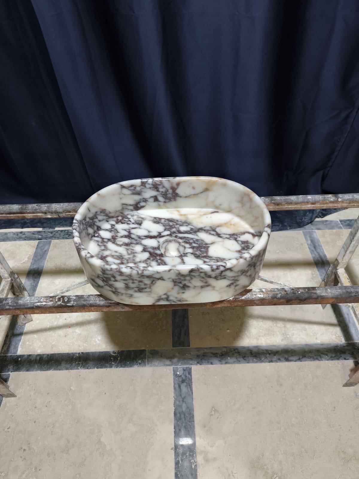 Calacatta Viola Marble Vessel Sink: Handcrafted Natural Stone Basin