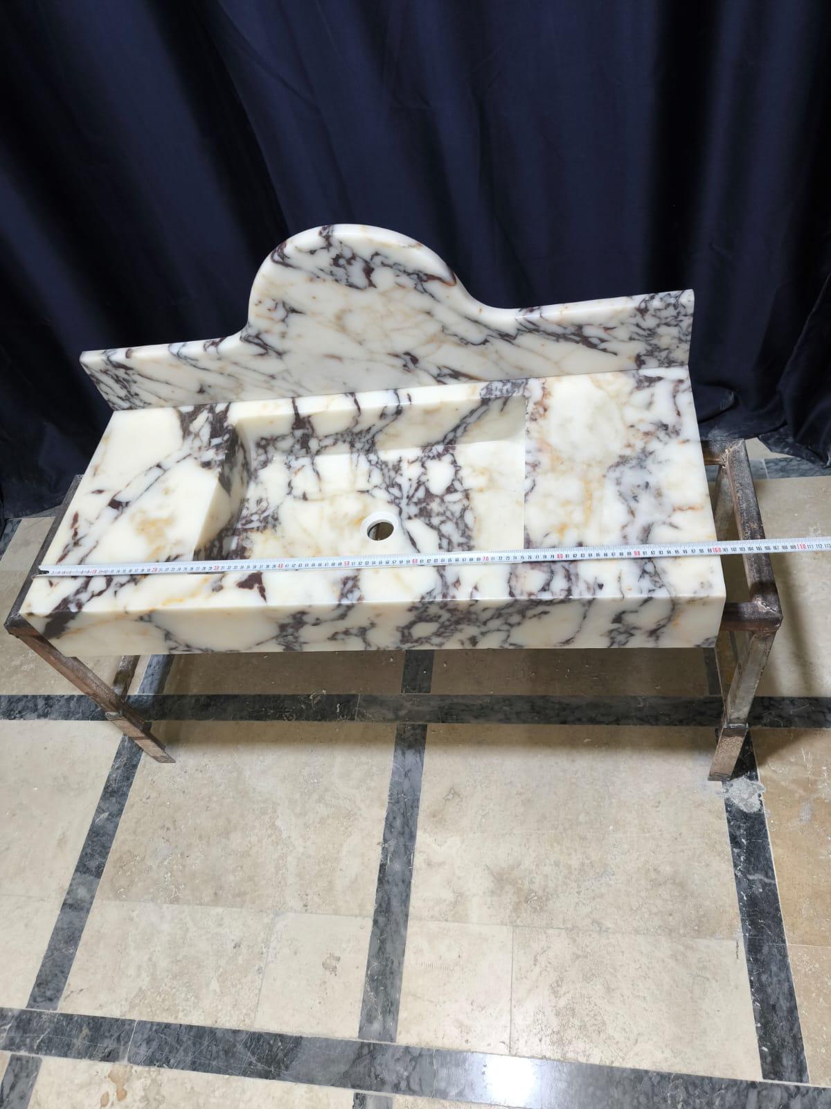 Calacatta Marble Wall Mount Sink: Natural Stone Washbasin