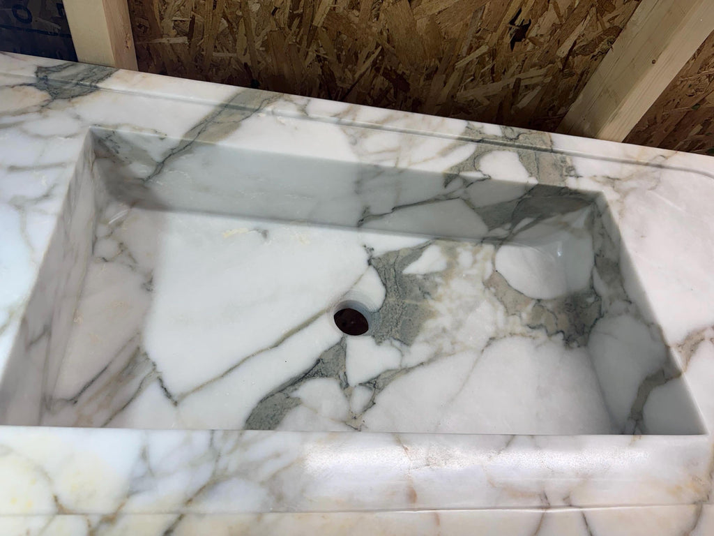 Handcrafted Calacatta Monet  Marble Wall Mounted Sink