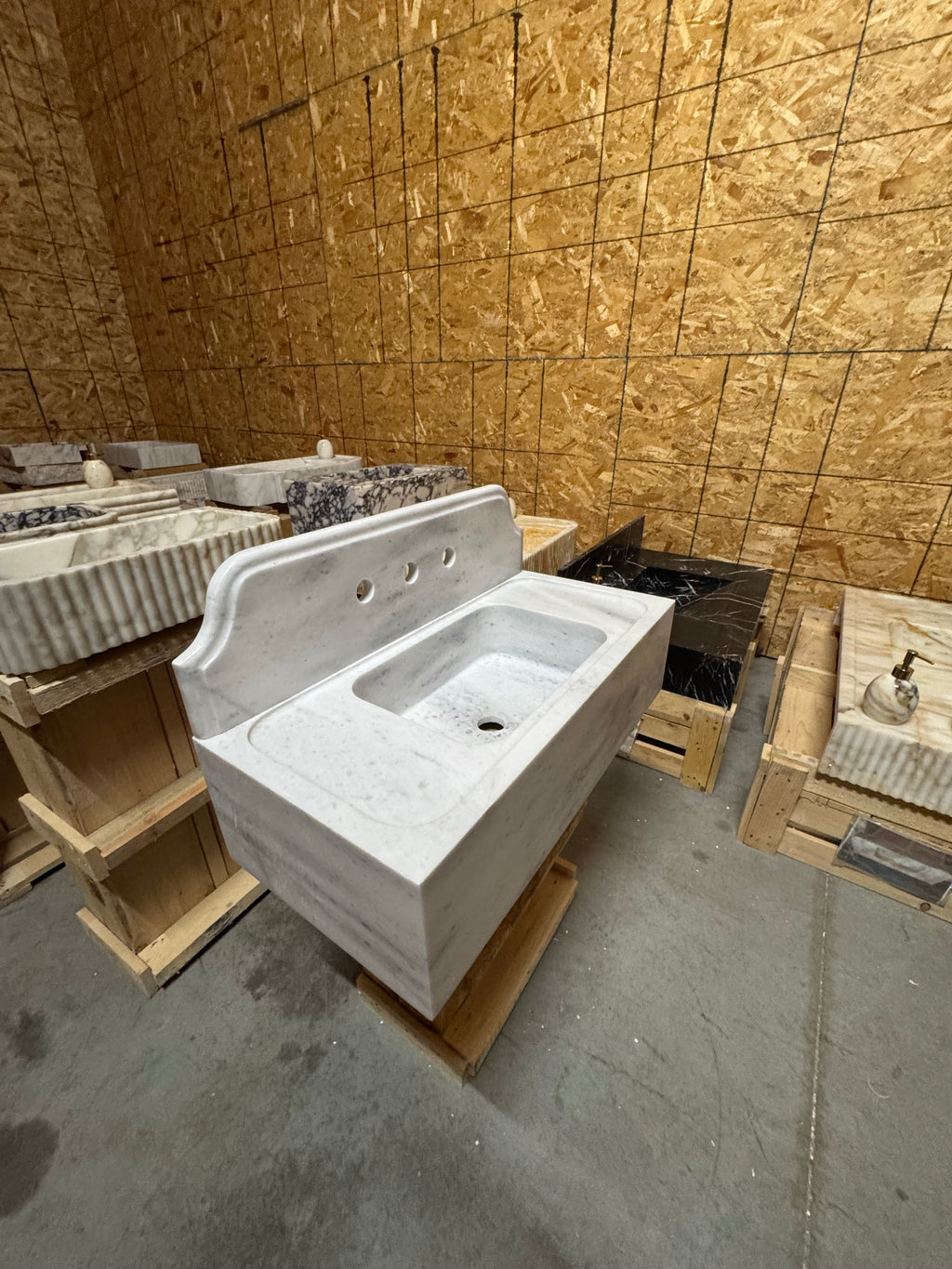Handmade White Marble Sink: Natural Stone Wall Mount Vanity (30x14x8)