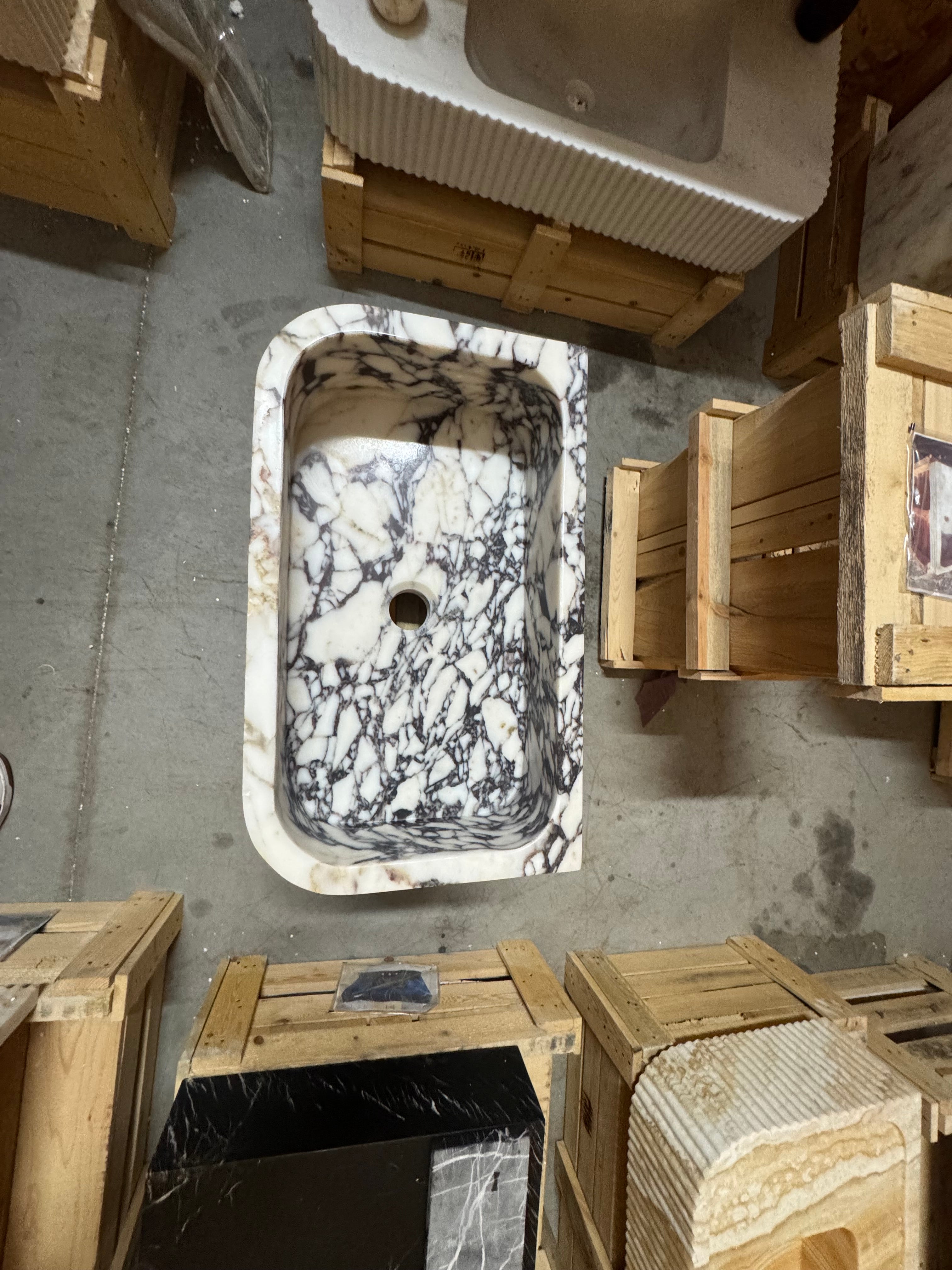 Calacatta Viola Marble Sink 20"x12"x7.5"