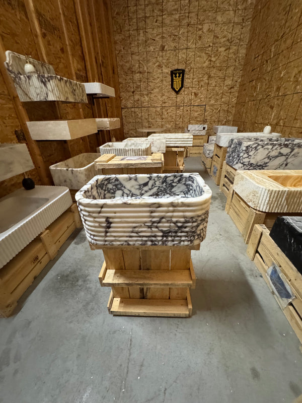Calacatta Viola Marble Sink 20"x12"x7.5"