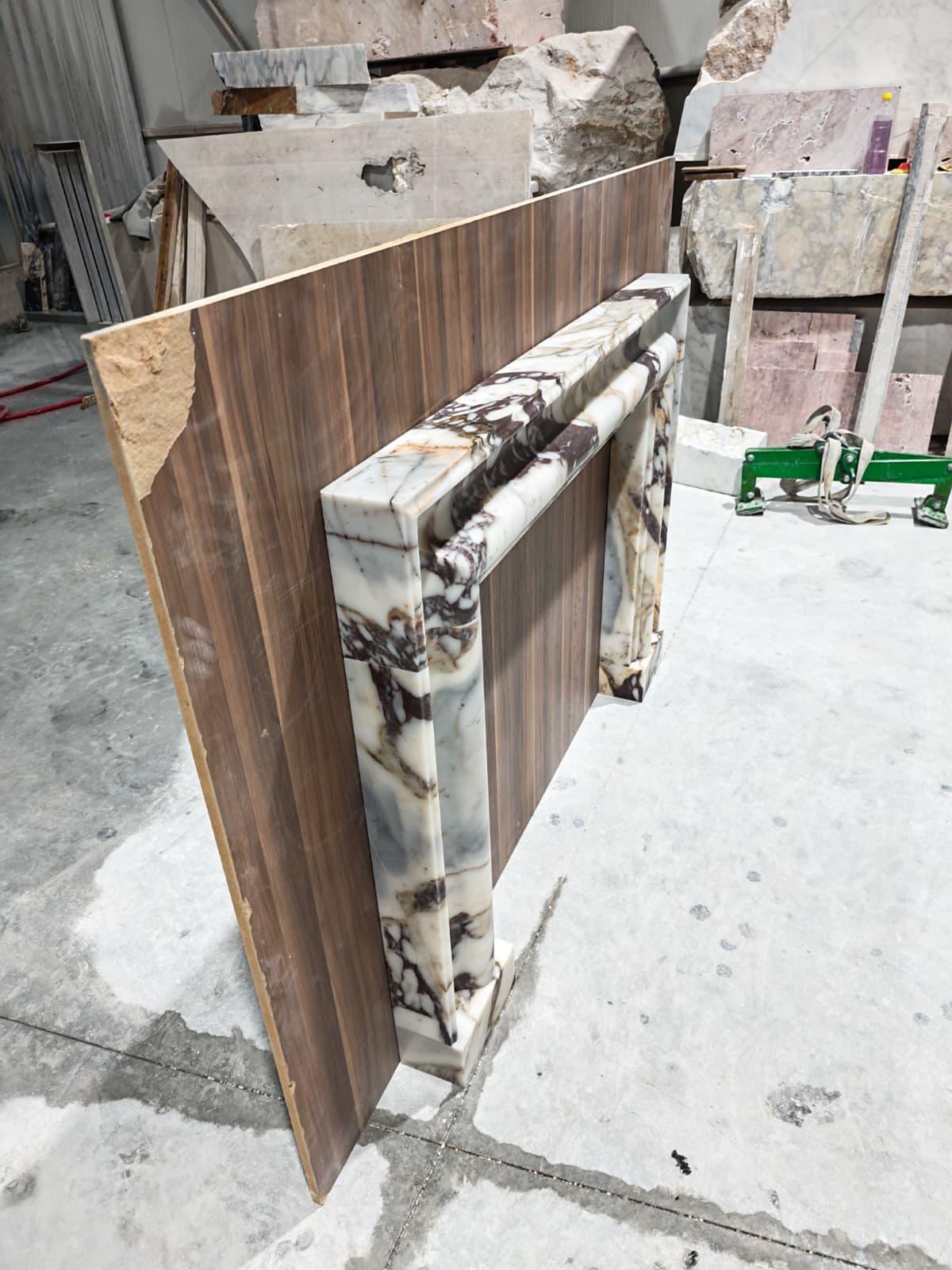 Calacatta Viola Marble Fireplace Surround | Luxury Handcrafted Stone Mantel | Statement Marble Fireplace Frame | Custom Designer Fireplace