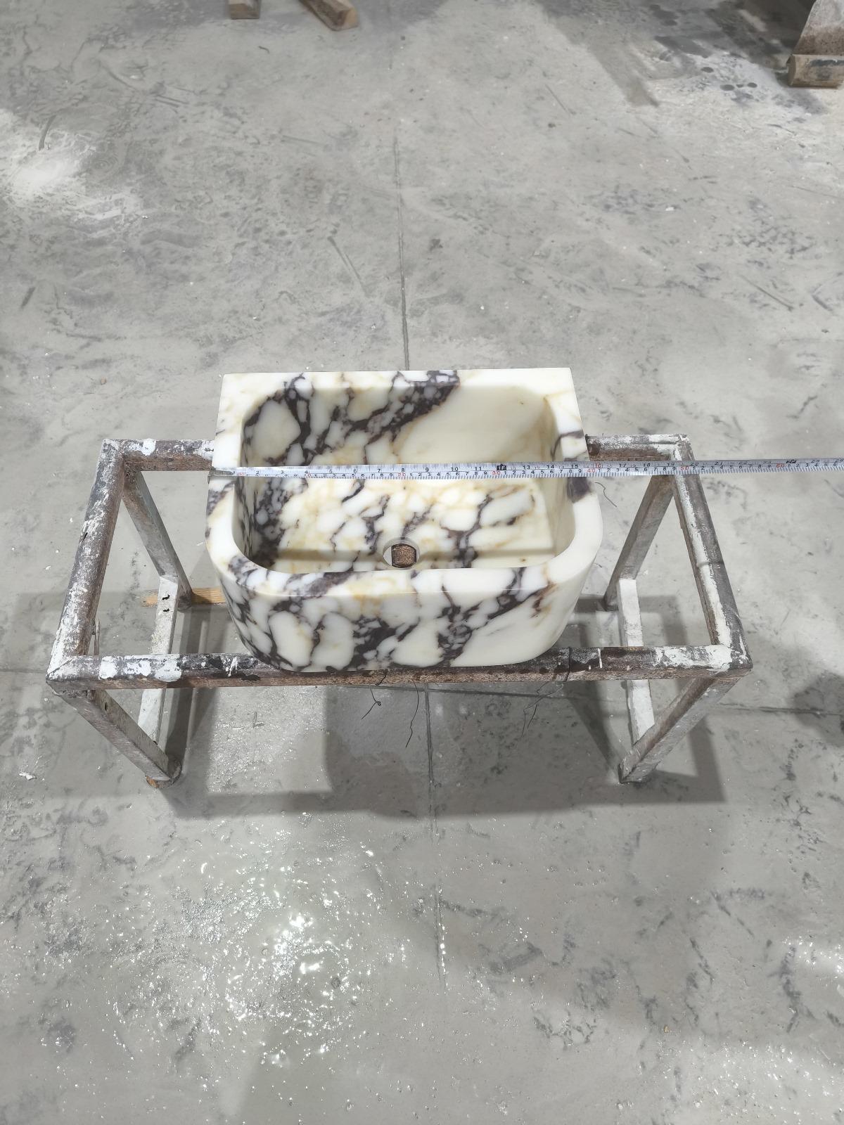 Handcrafted Calacatta Viola Marble Vessel Sink: Natural Stone Basin