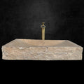 Handcrafted Travertine Marble Sink: Wall Mounted Washbasin with Faucet Hole