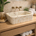 Handmade Calacatta Gold Marble Sink: Natural Stone Vessel Bathroom Vanity