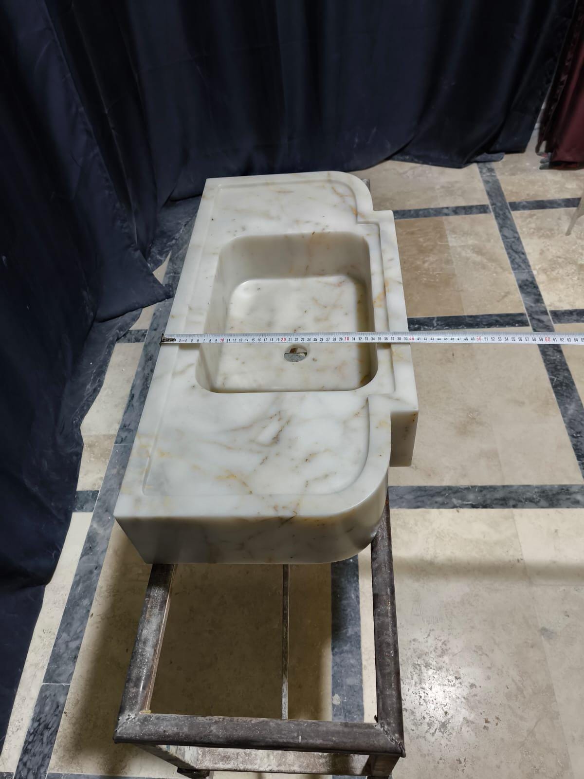 Handmade Calacatta Gold Marble Sink: Natural Stone Bathroom Design (30x15.7x6)