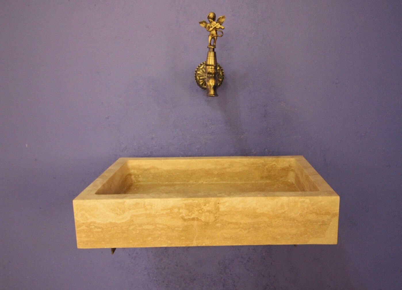 Travertine Bathroom Sink – Natural Stone Vanity – Mediterranean Style Home