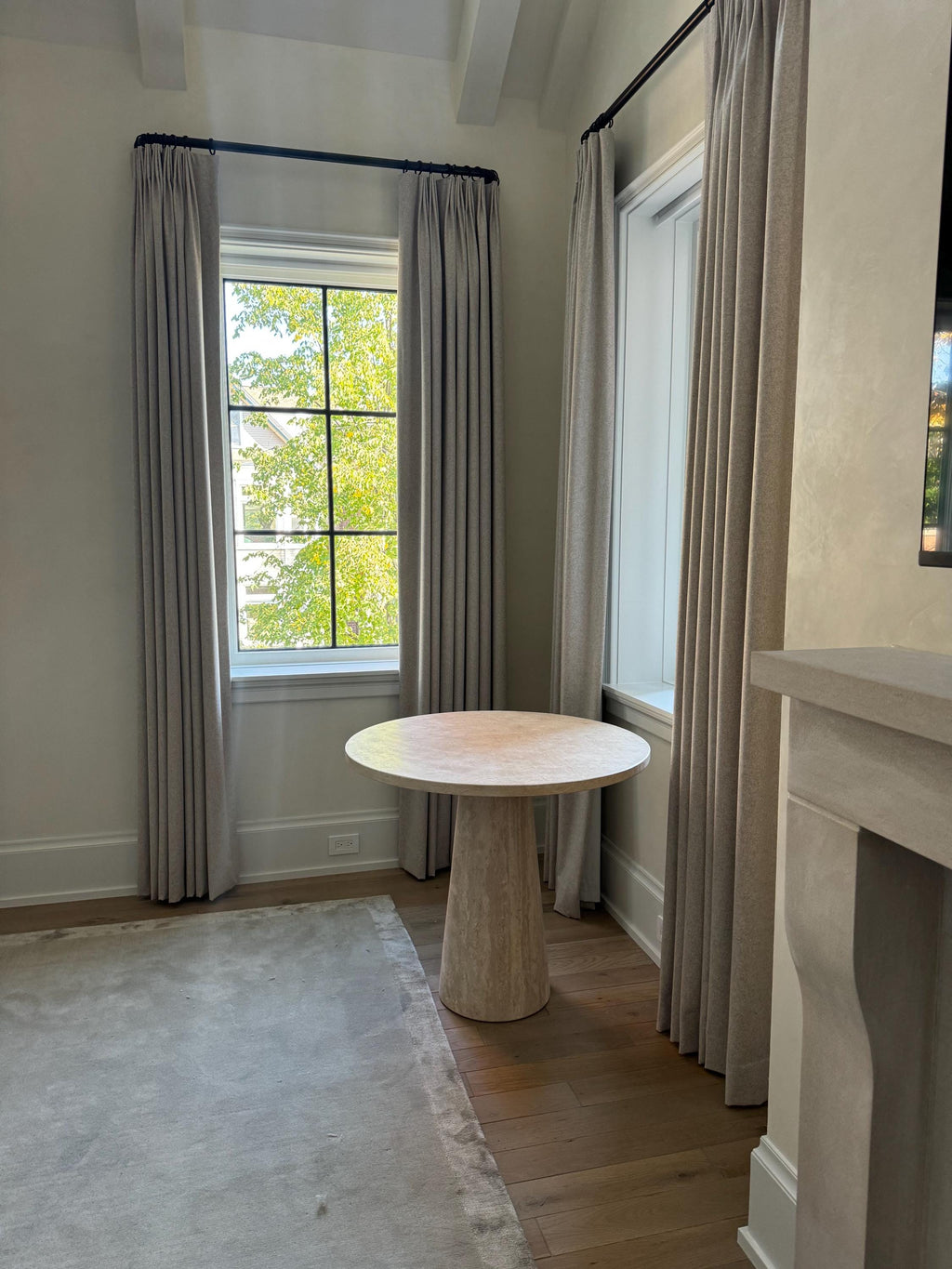 Natural Travertine Plinth Coffee Table: Custom Vintage End Table