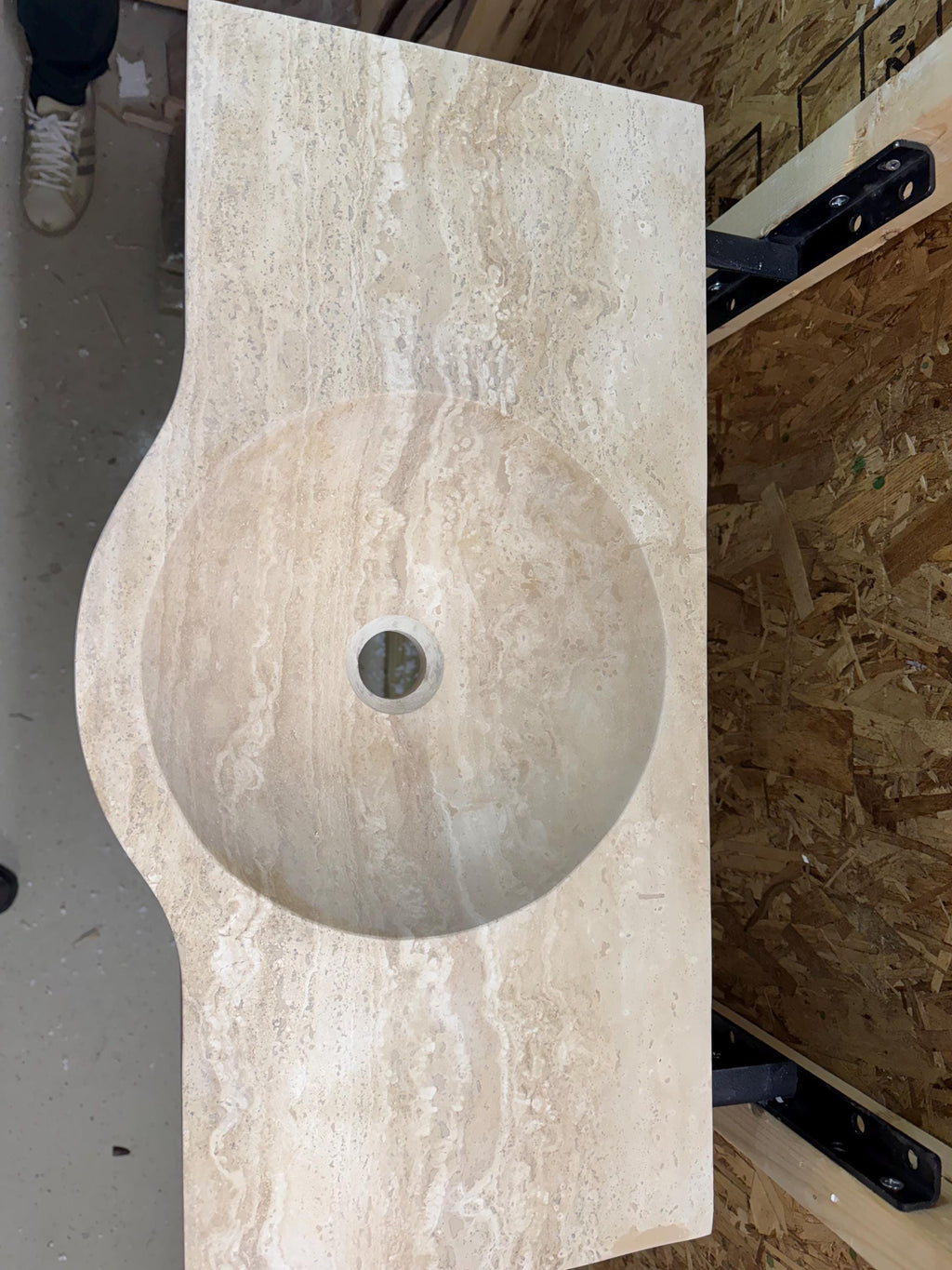 Complete Modern Travertine Vessel Sink: Natural Stone Bathroom Sink (27'' x14''x 7'')