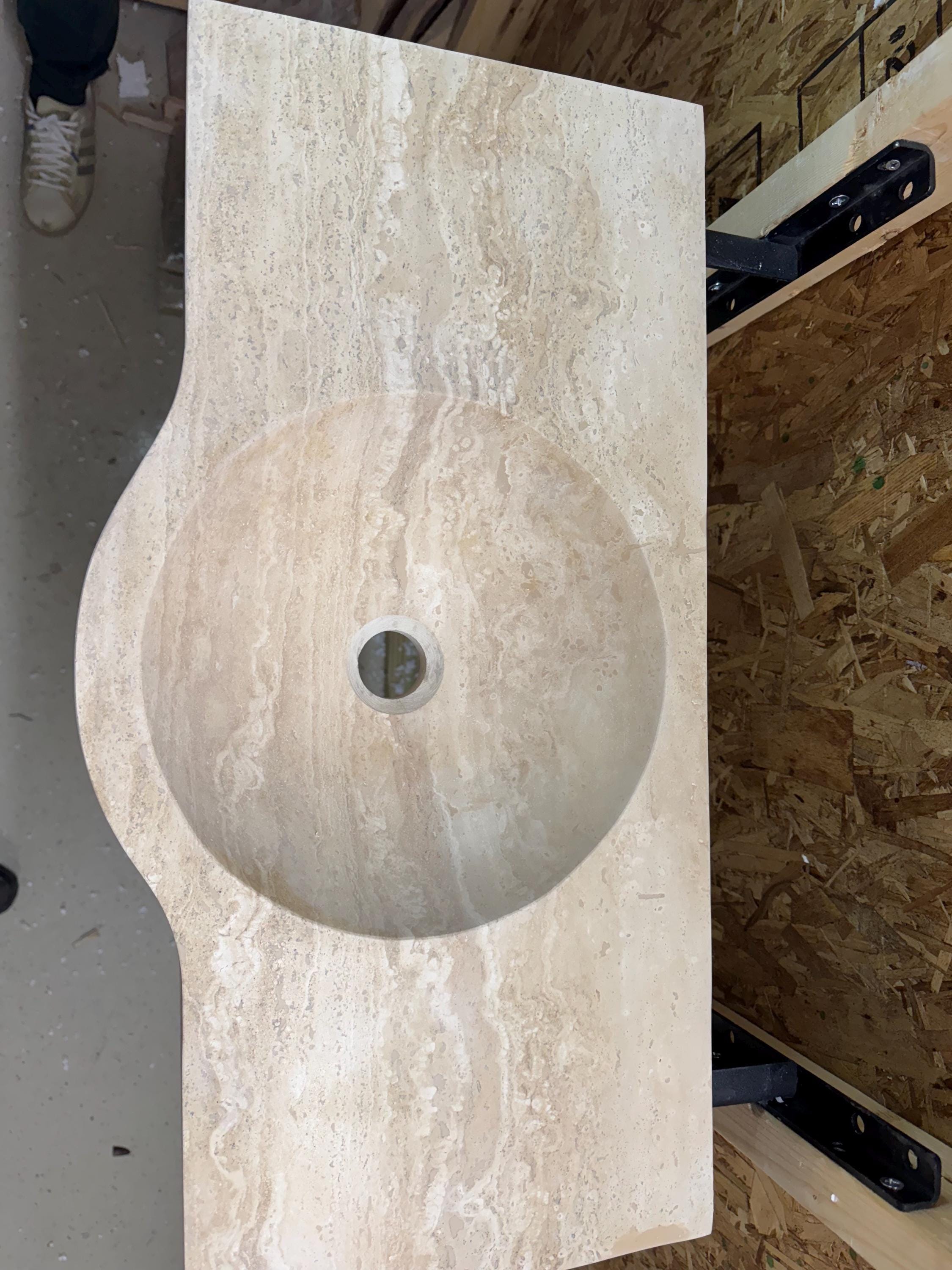 Complete Modern Travertine Vessel Sink: Natural Stone Bathroom Sink (27'' x14''x 7'')