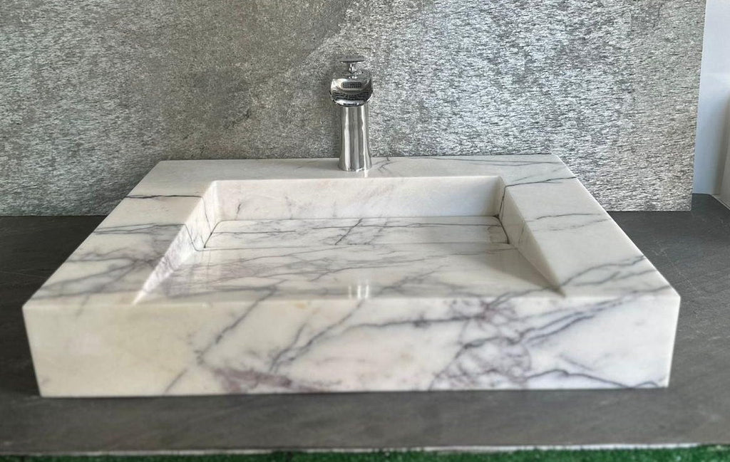 Handmade Carrara Marble Sink: Wall Mount or Countertop Vanity