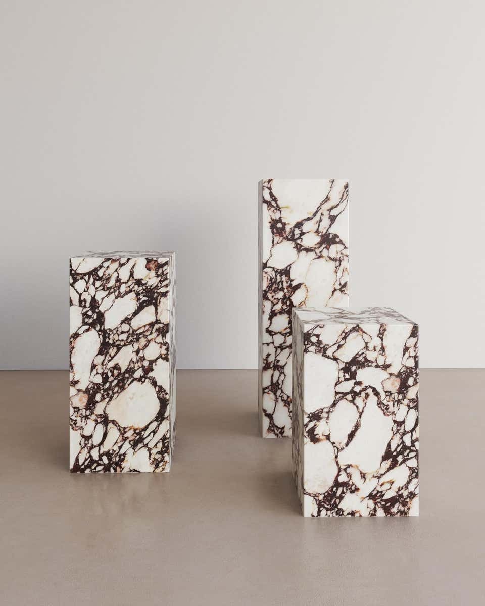 Calacatta Viola Marble Plinth Coffee Table: Pedestal Side Table