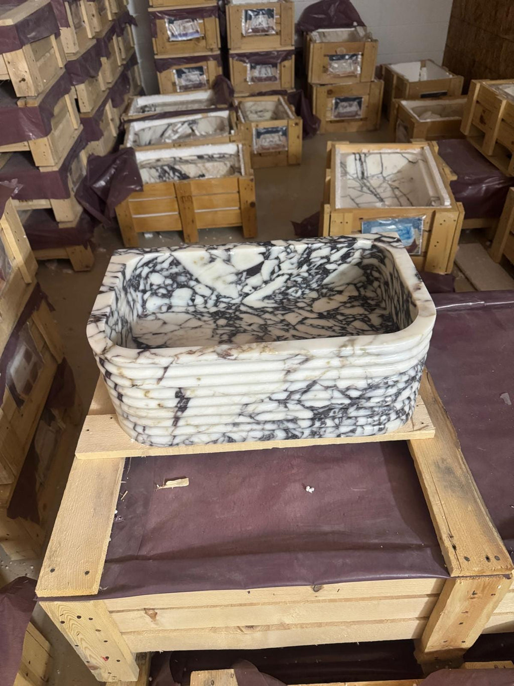Calacatta Viola Marble Sink 20"x12"x7.5"