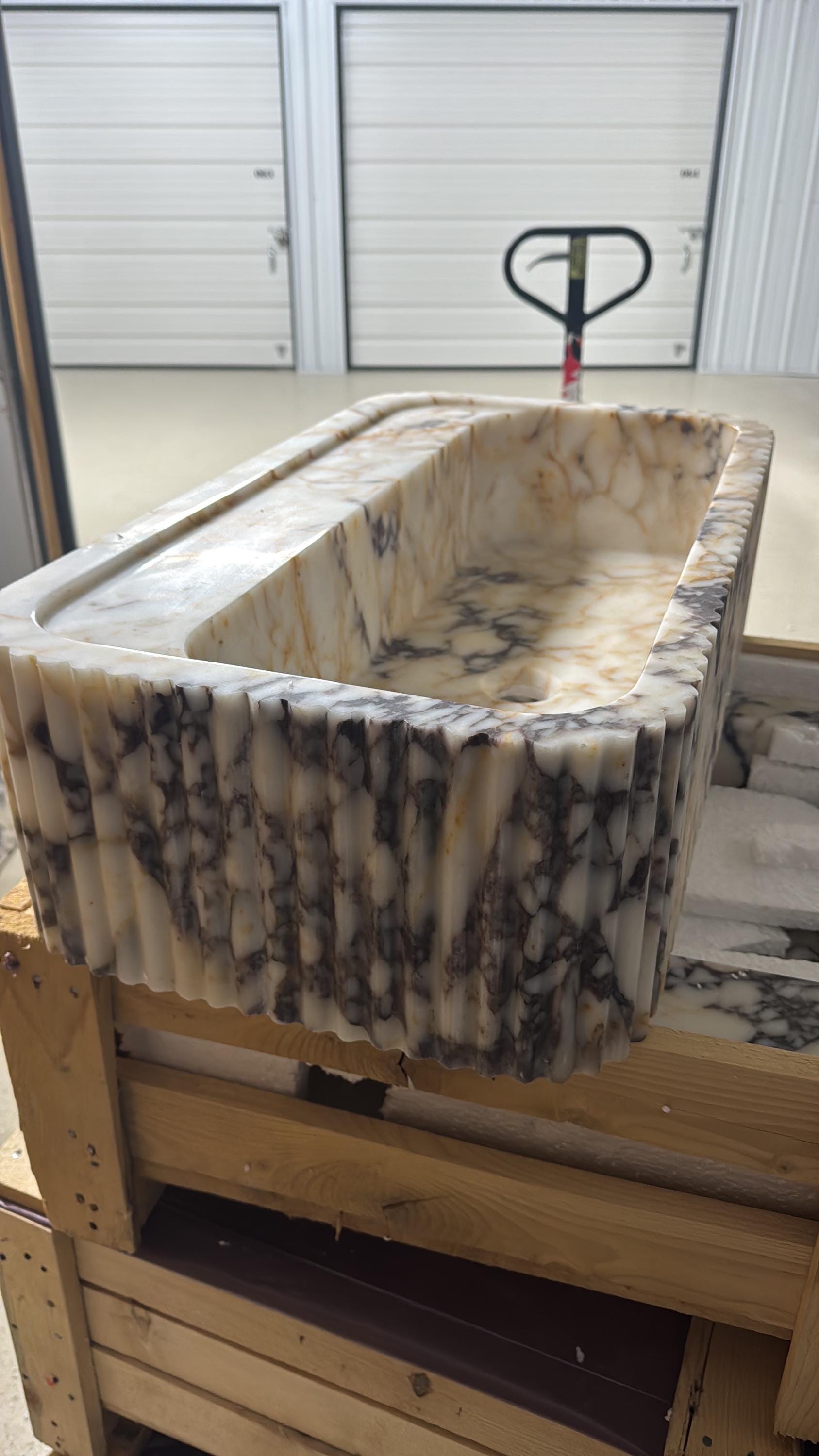 Calacatta Viola Marble Floating Sink: Bathroom Vanity, Powder Room