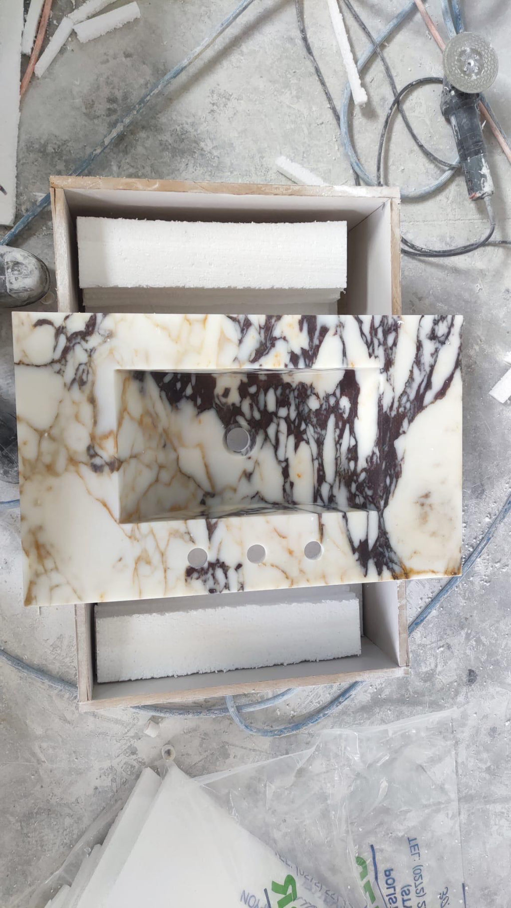 Calacatta Viola  Marble Vessel Sink: Handcrafted Natural Stone Bathroom Sink