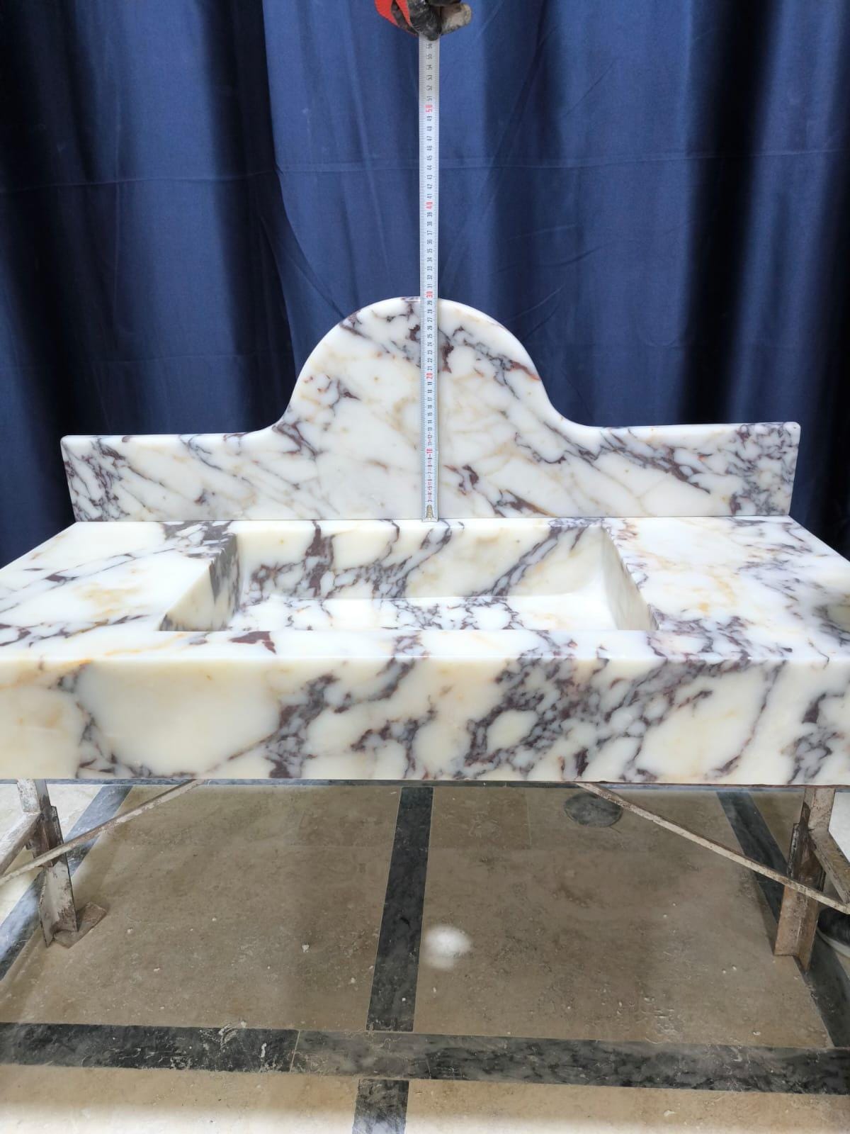 Calacatta Marble Wall Mount Sink: Natural Stone Washbasin