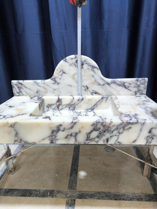 Calacatta Marble Wall Mount Sink: Natural Stone Washbasin