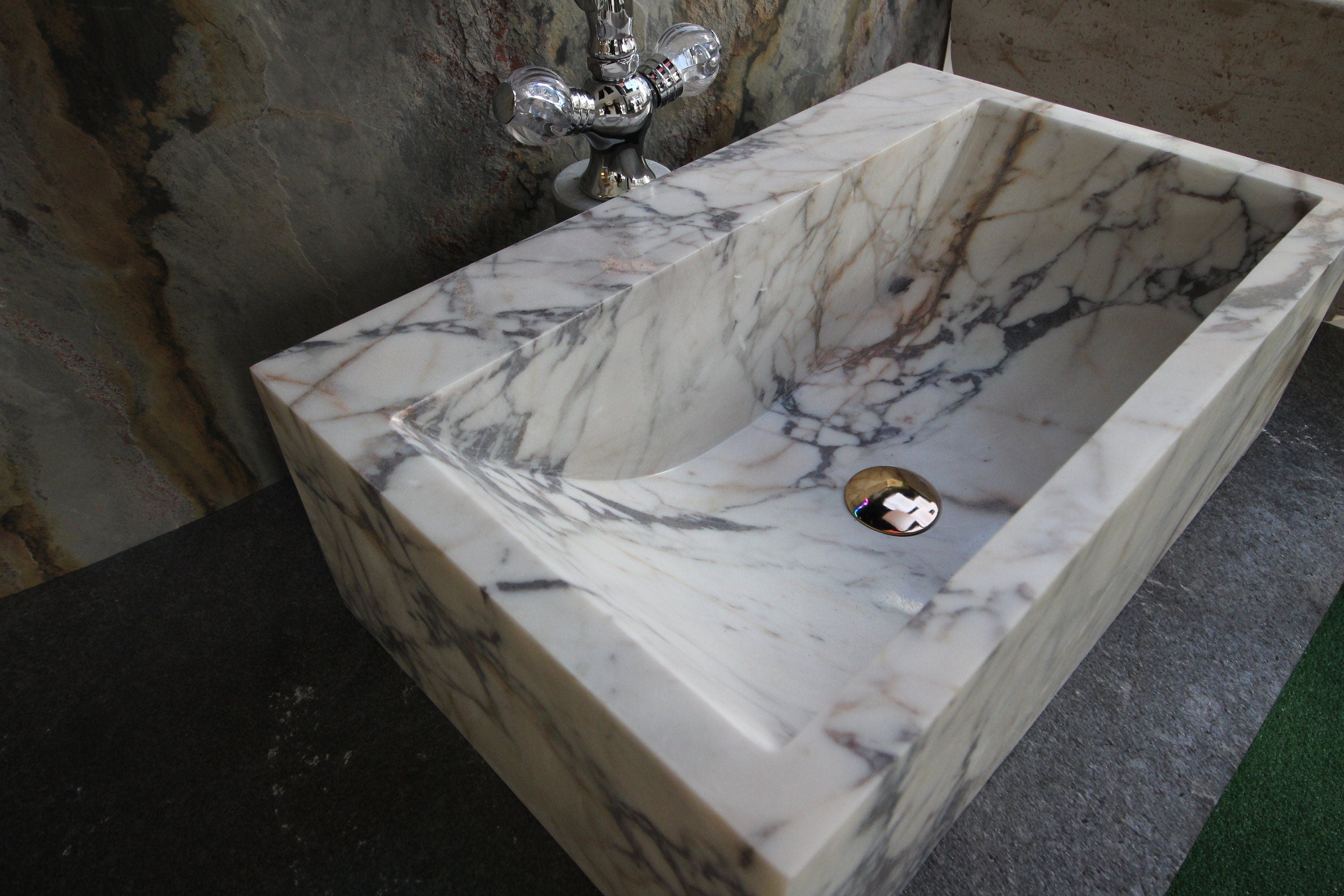 Calacatta Viola Marble Sink: Natural Stone Vanity Washbasin