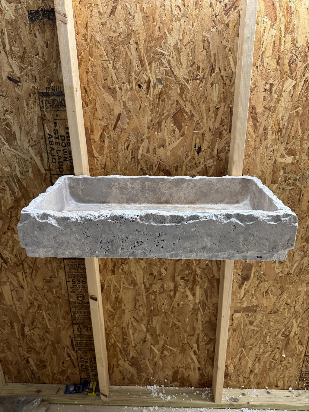 Handcrafted Silver Travertine Rectangular Sink: Natural Stone Washbasin