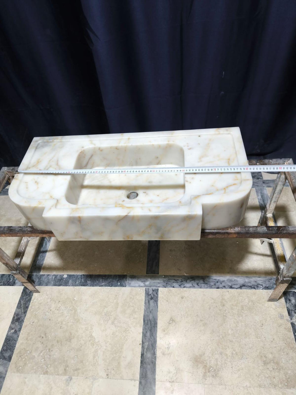 Handmade Calacatta Gold Marble Sink: Natural Stone Bathroom Design (30x15.7x6)