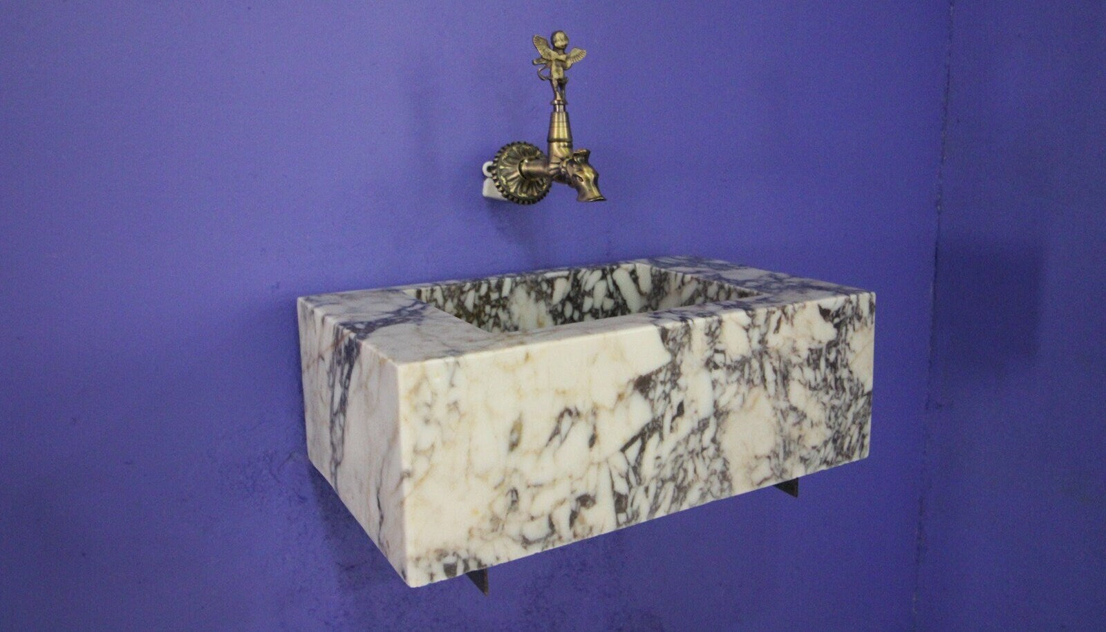 Handcrafted Calacatta Lilac Marble Vessel Sink: Natural Stone Bathroom Sink