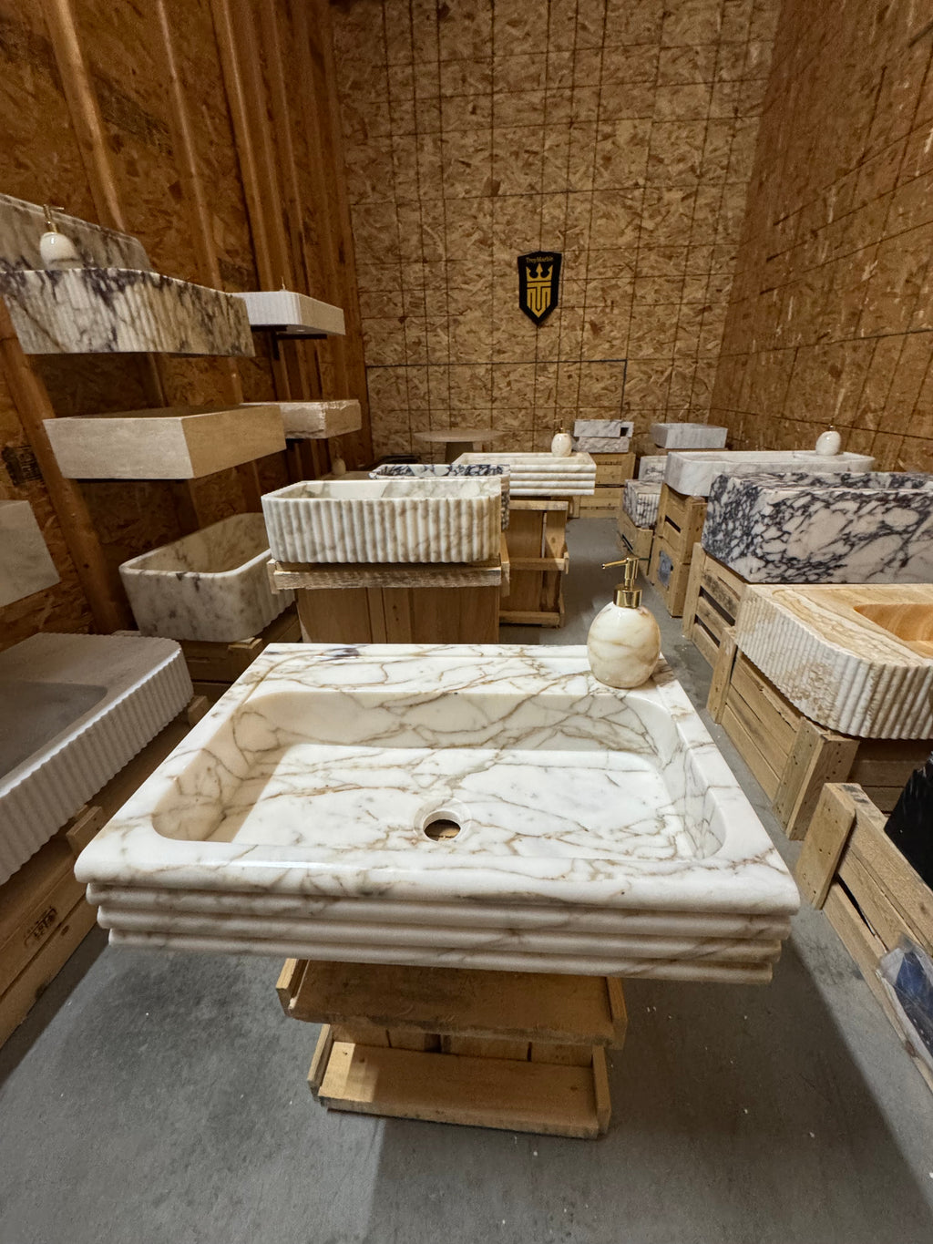 Handcrafted Viola Marble Wall Mounted Sink: Customizable Natural Stone Basin