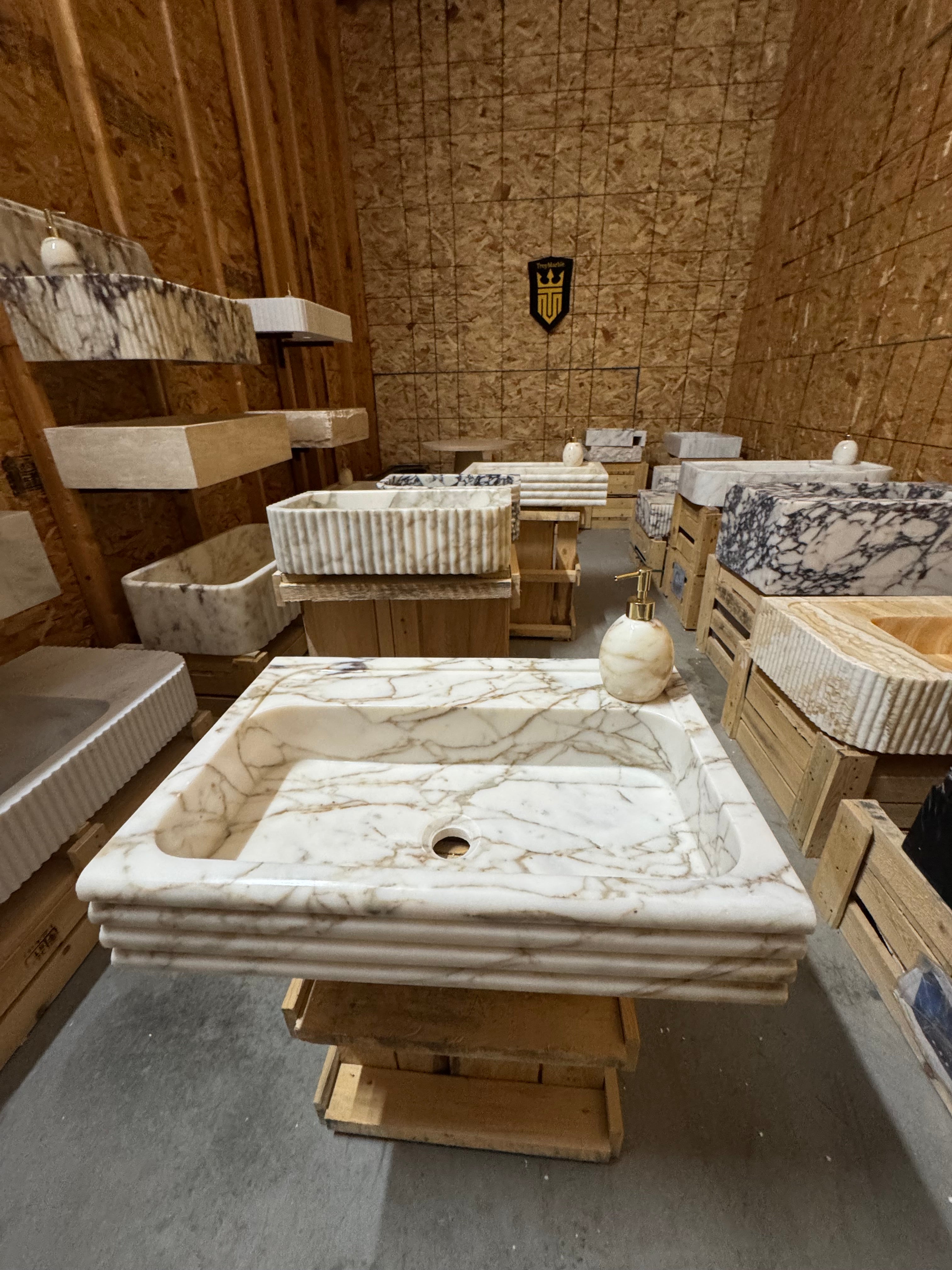 Handcrafted Viola Marble Wall Mounted Sink: Customizable Natural Stone Basin