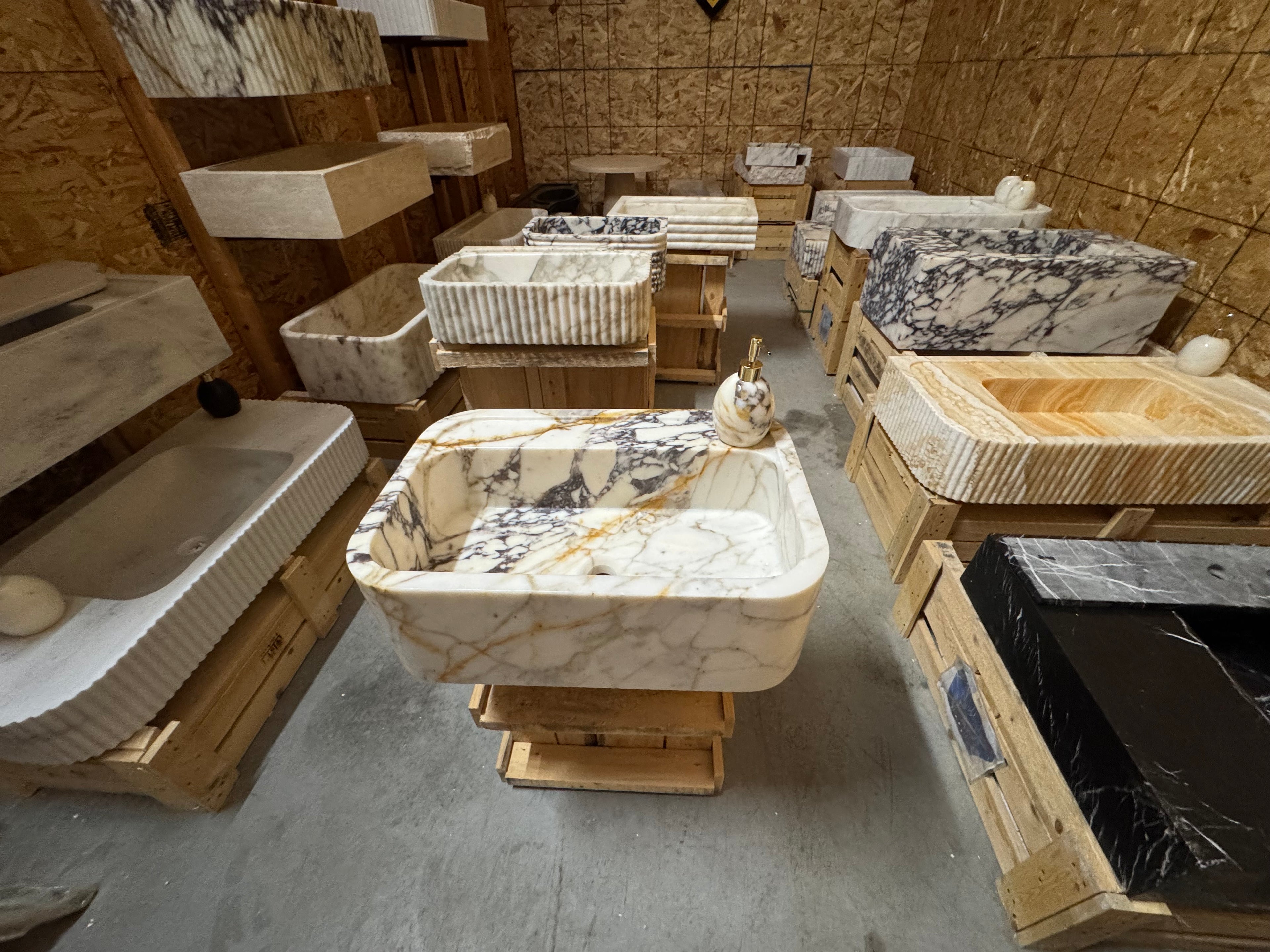 Calacatta viola  Marble Sink:  Wall Mounted Bathroom Sink, Integrated sinks 24"x16"x8"