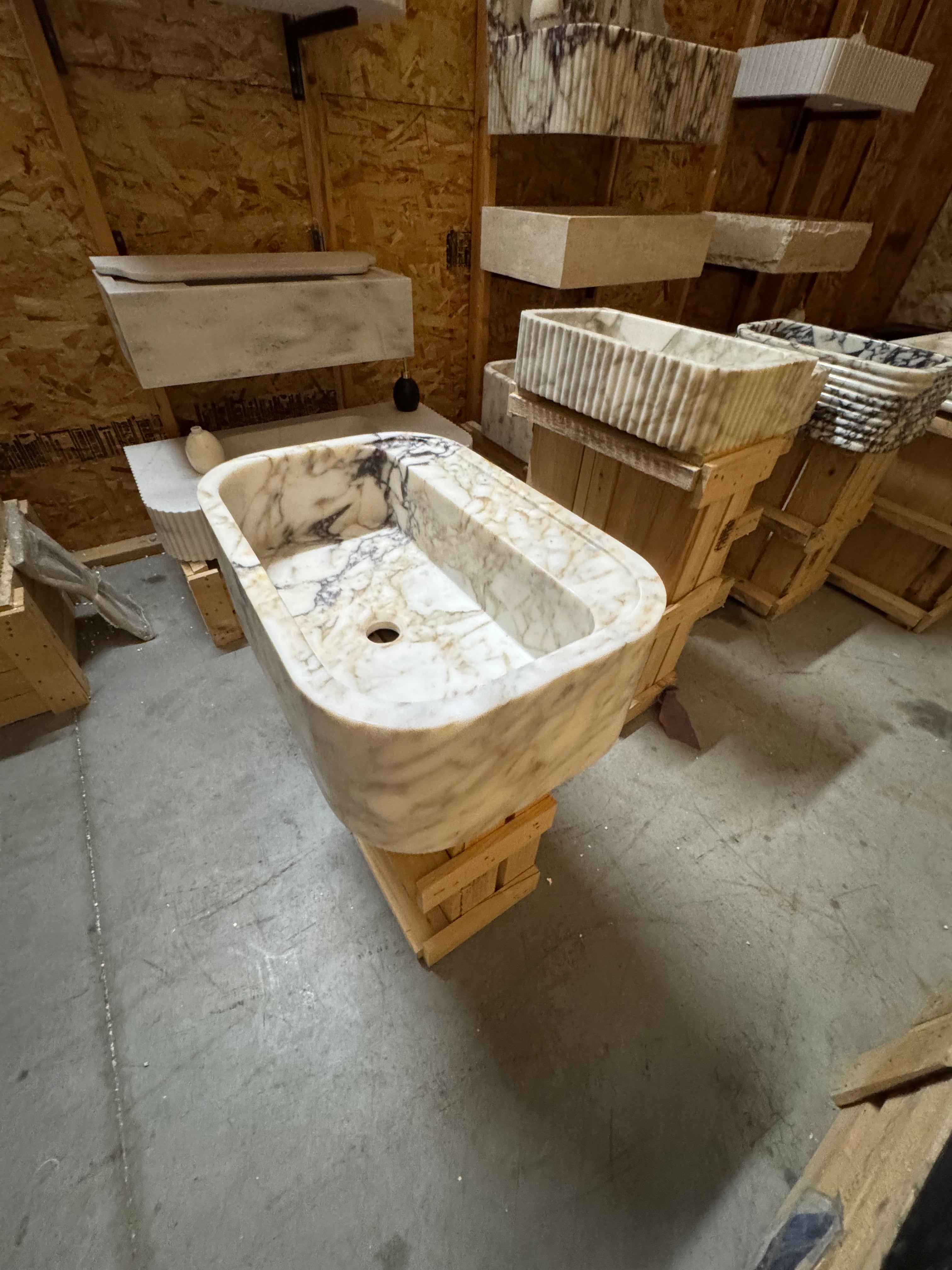 Calacatta viola  Marble Sink:  Wall Mounted Bathroom Sink, Integrated sinks 24"x16"x8"