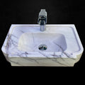Handcrafted Gray White Marble Square Sink with Faucet Outlet