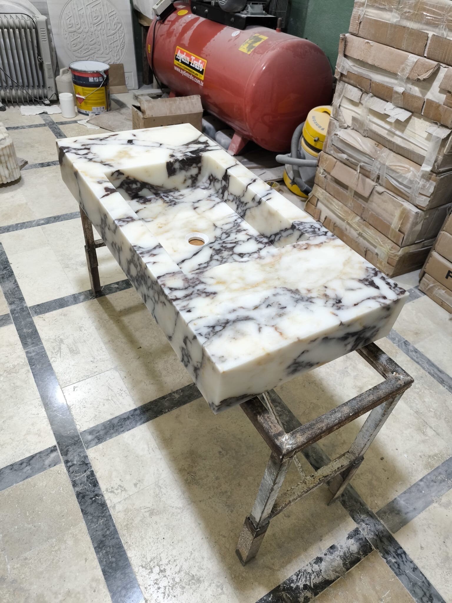 Calacatta Viola Marble Wall Mounted Sink: Handcrafted Natural Stone Basin