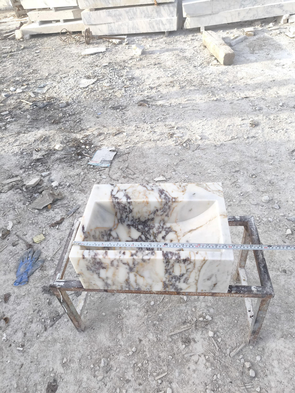 Calacatta Viola Marble Sink: Natural Stone Powder Room Washbasin
