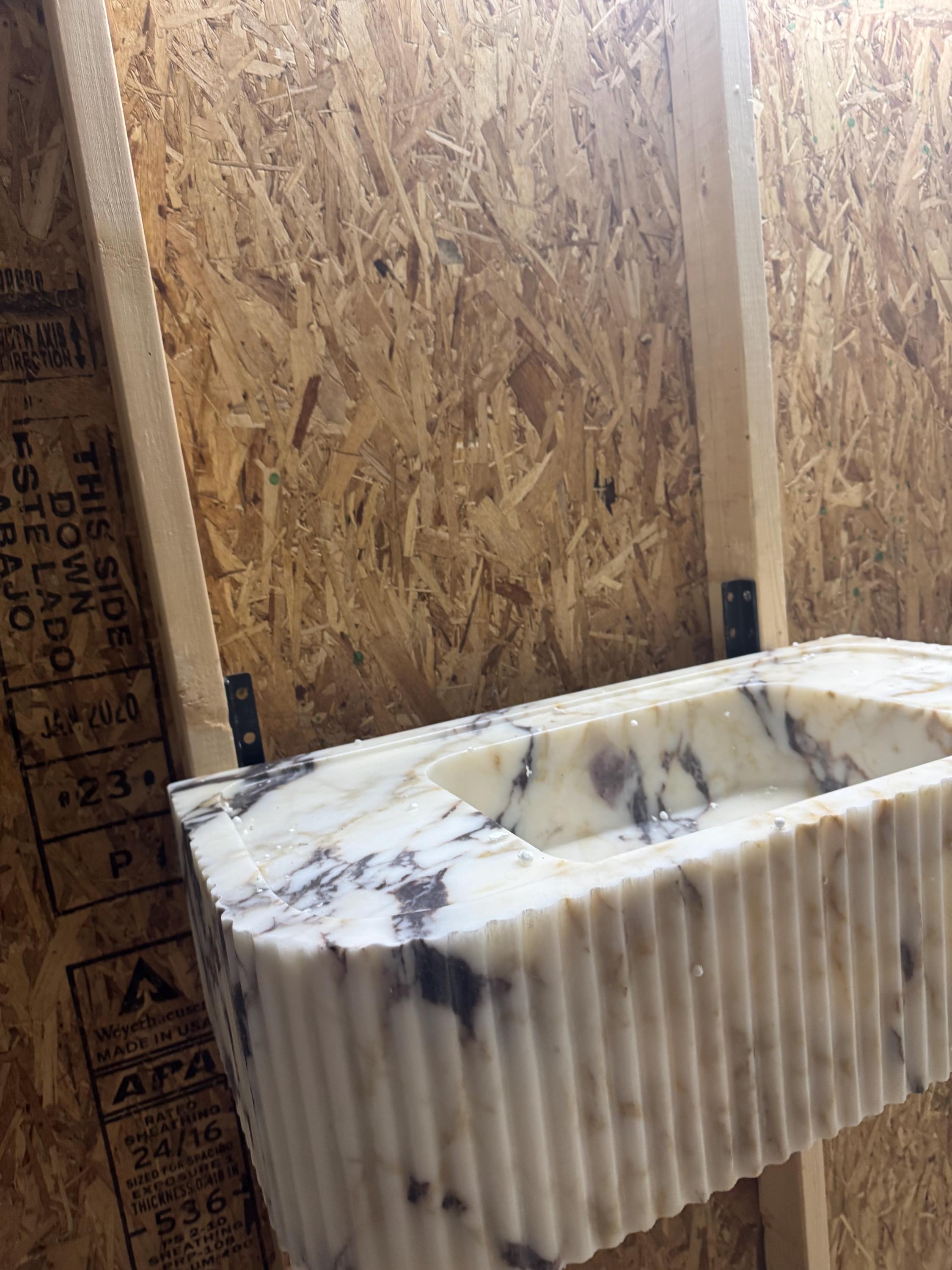 Calacatta Lilac Marble Vessel Sink: Handcrafted Natural Stone Bathroom Sink