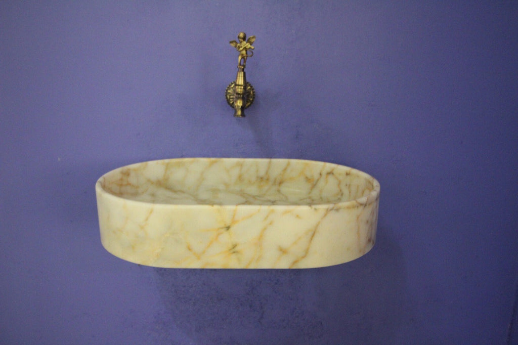 Handcrafted Calacatta Viola Marble Vessel Sink: Rounded Bathroom Basin