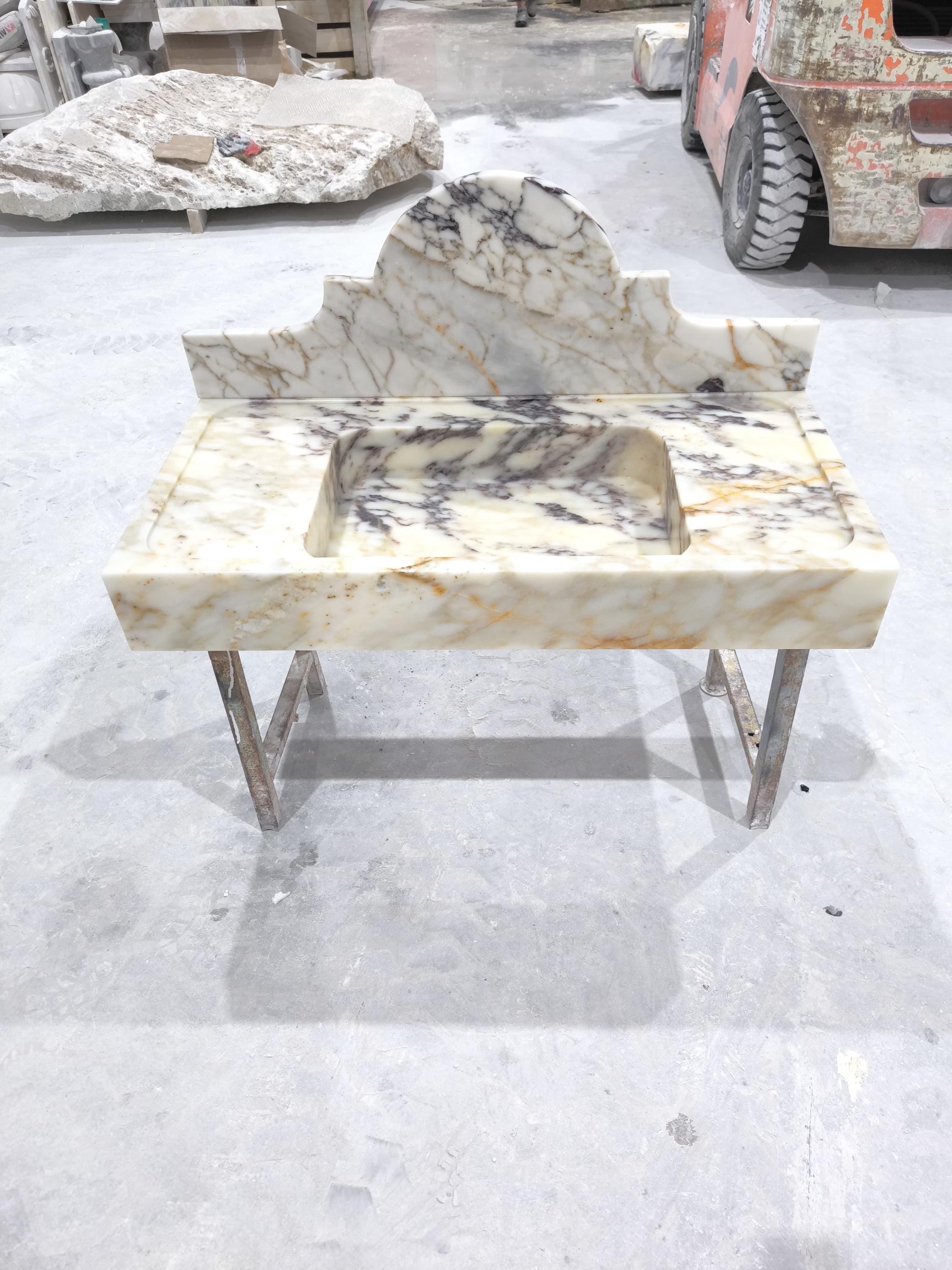 Complete  Calacatta Gold Marble Sink: Natural Stone Bathroom Design (36”x18”x5”)