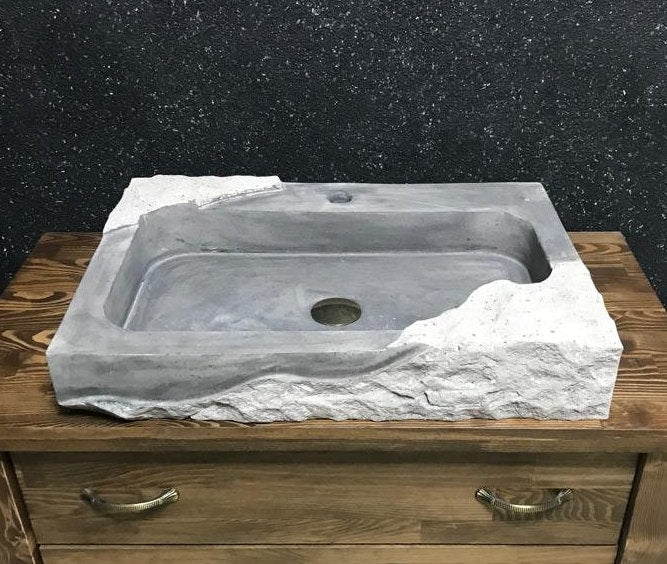 Hand Carved Black Basalt Marble Sink: Natural Stone Bathroom Basin