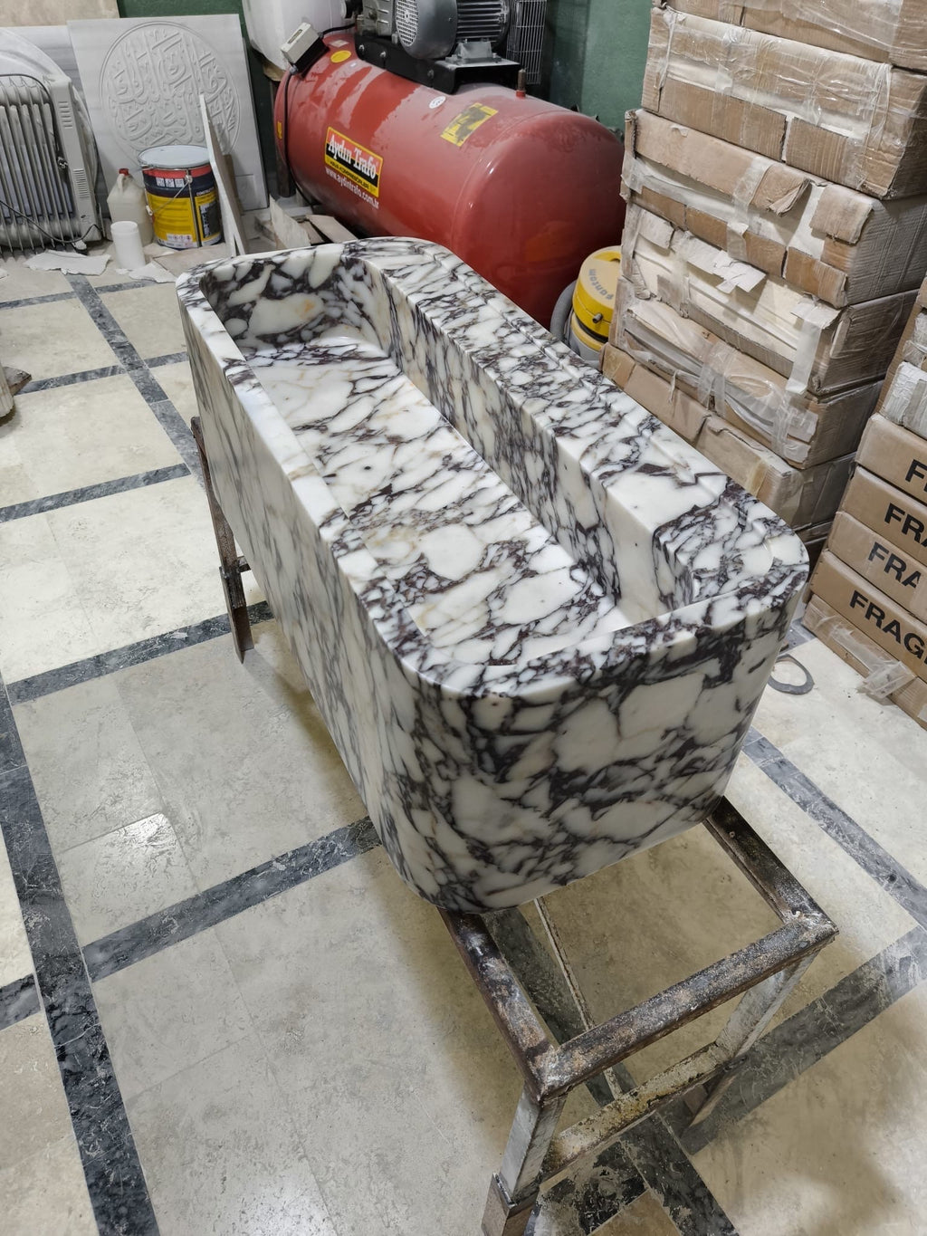 Alacatta Viola Marble Wall Sink: Handcrafted Natural Stone Basin