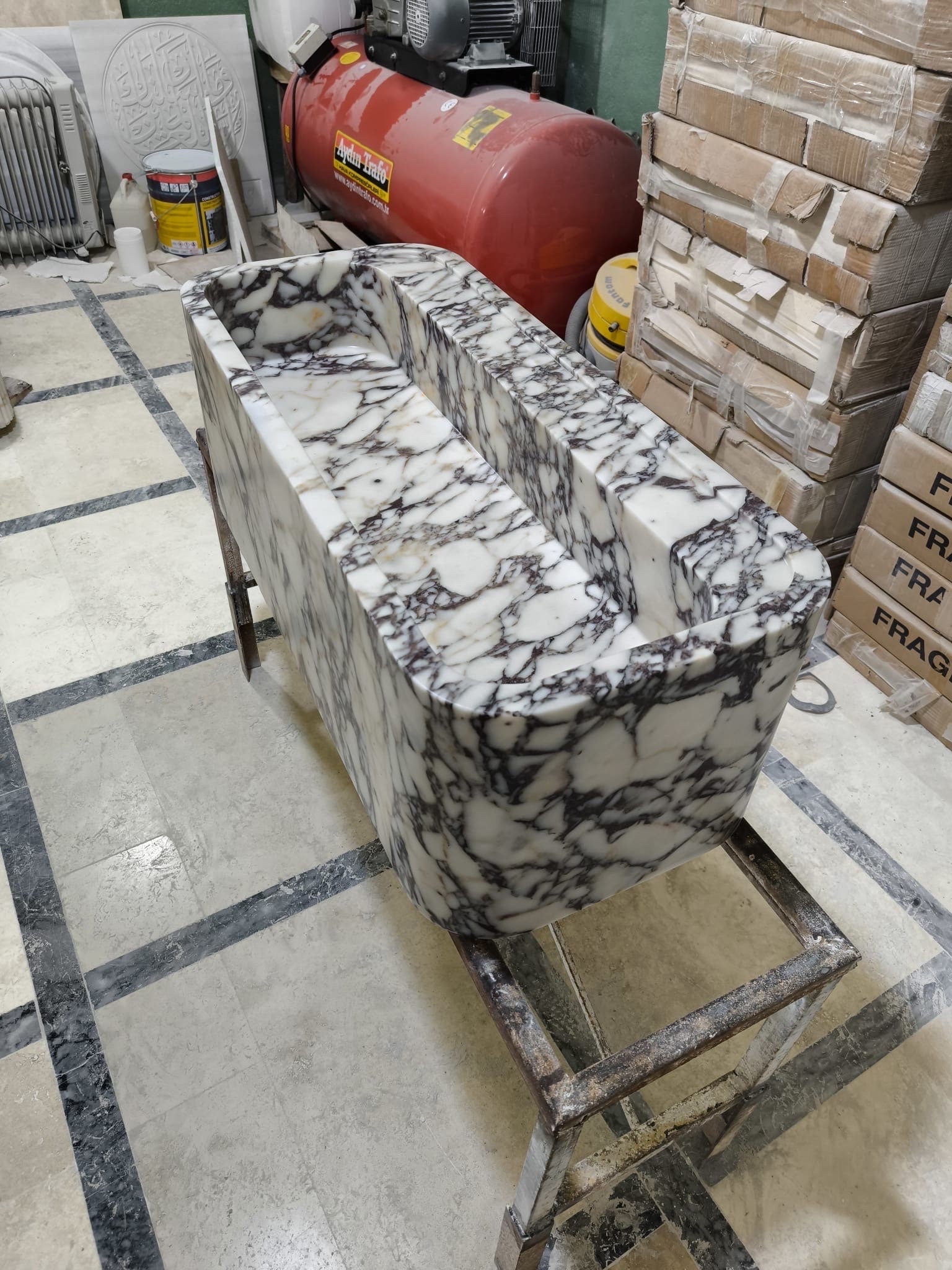 Alacatta Viola Marble Wall Sink: Handcrafted Natural Stone Basin