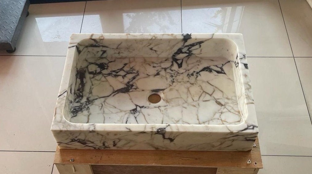 Calacatta Viola Marble Floating Sink: Bathroom Vanity (24''x16''x5'')