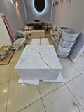 Carrara Marble Plinth Coffee Table: Custom Cube End Table