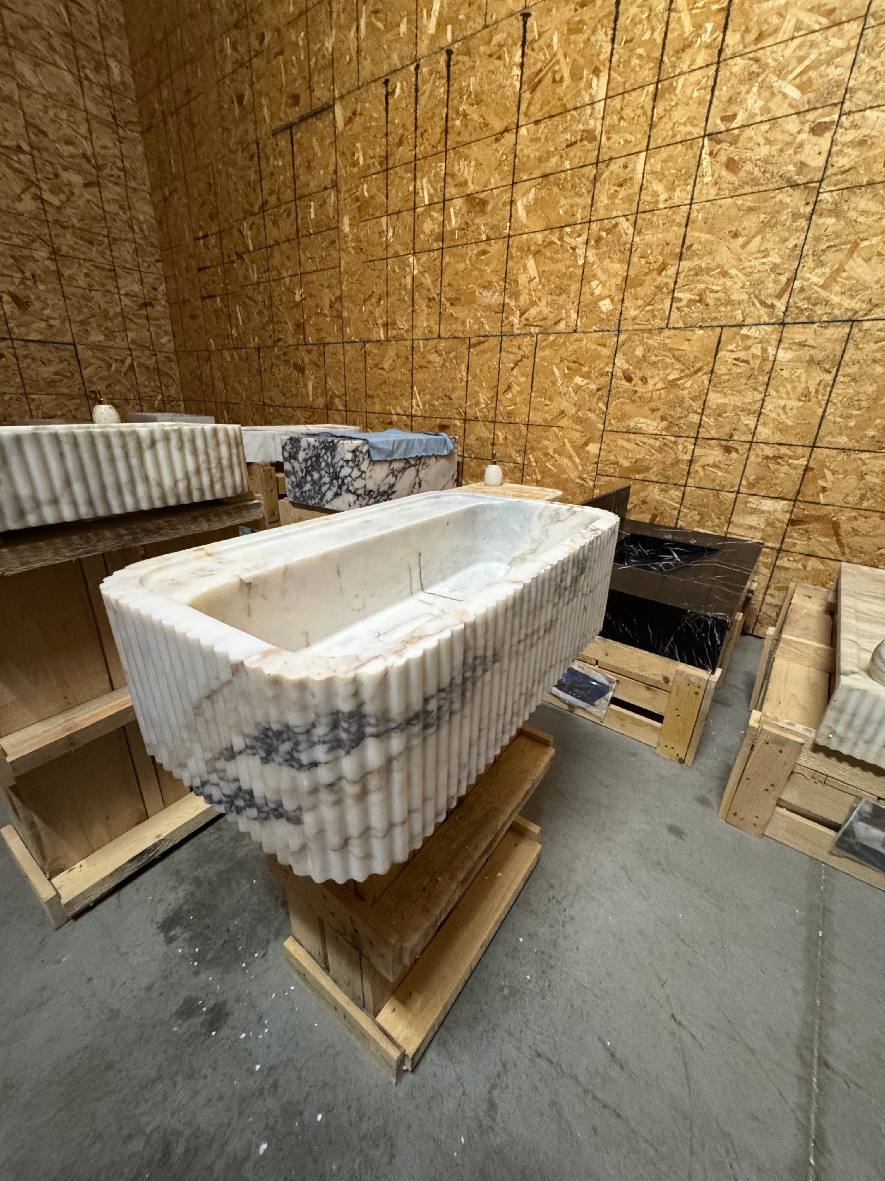 Calacatta Viola Marble Floating Sink: Bathroom Vanity, Powder Room