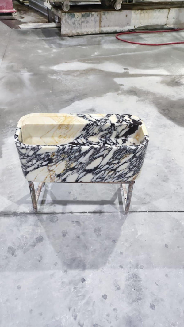 Alacatta Viola Marble Wall Sink: Handcrafted Natural Stone Basin