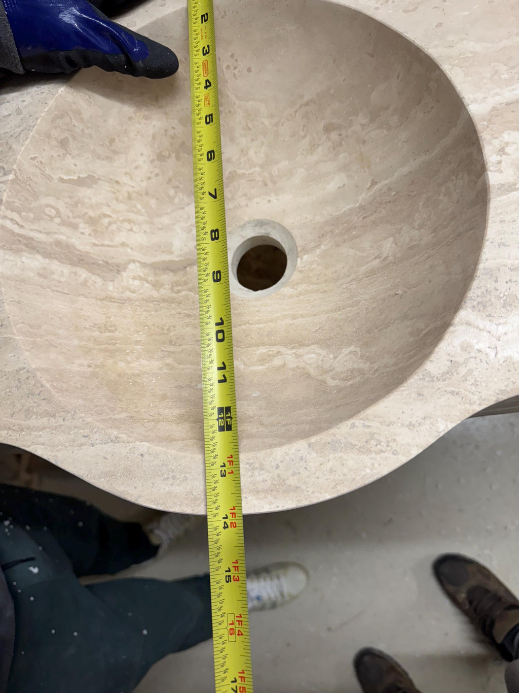 Complete Modern Travertine Vessel Sink: Natural Stone Bathroom Sink (27'' x14''x 7'')