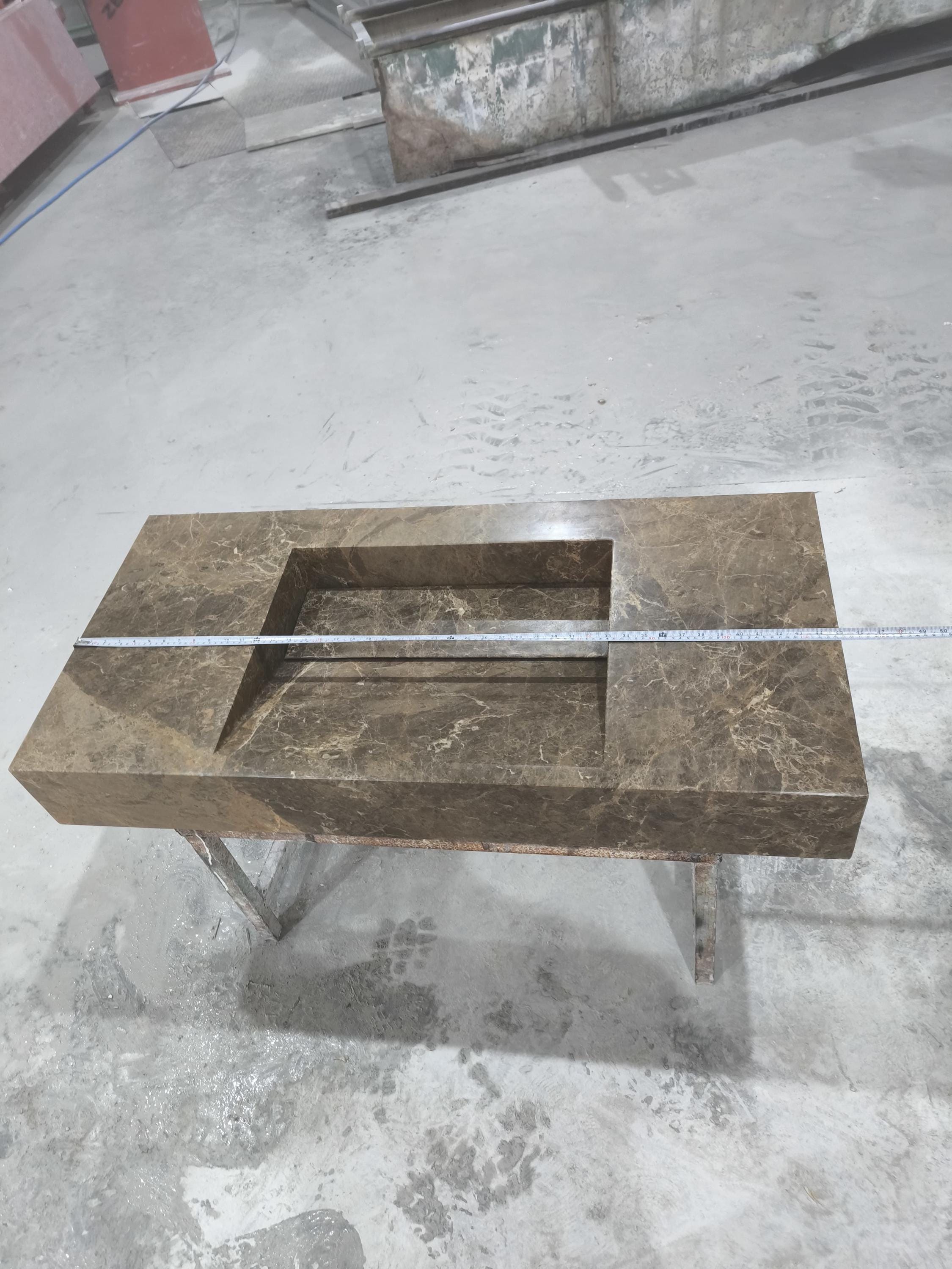 Complete Handmade Emperador Integrated Sink ,  Marble Sink: Custom Natural Stone Washbasin