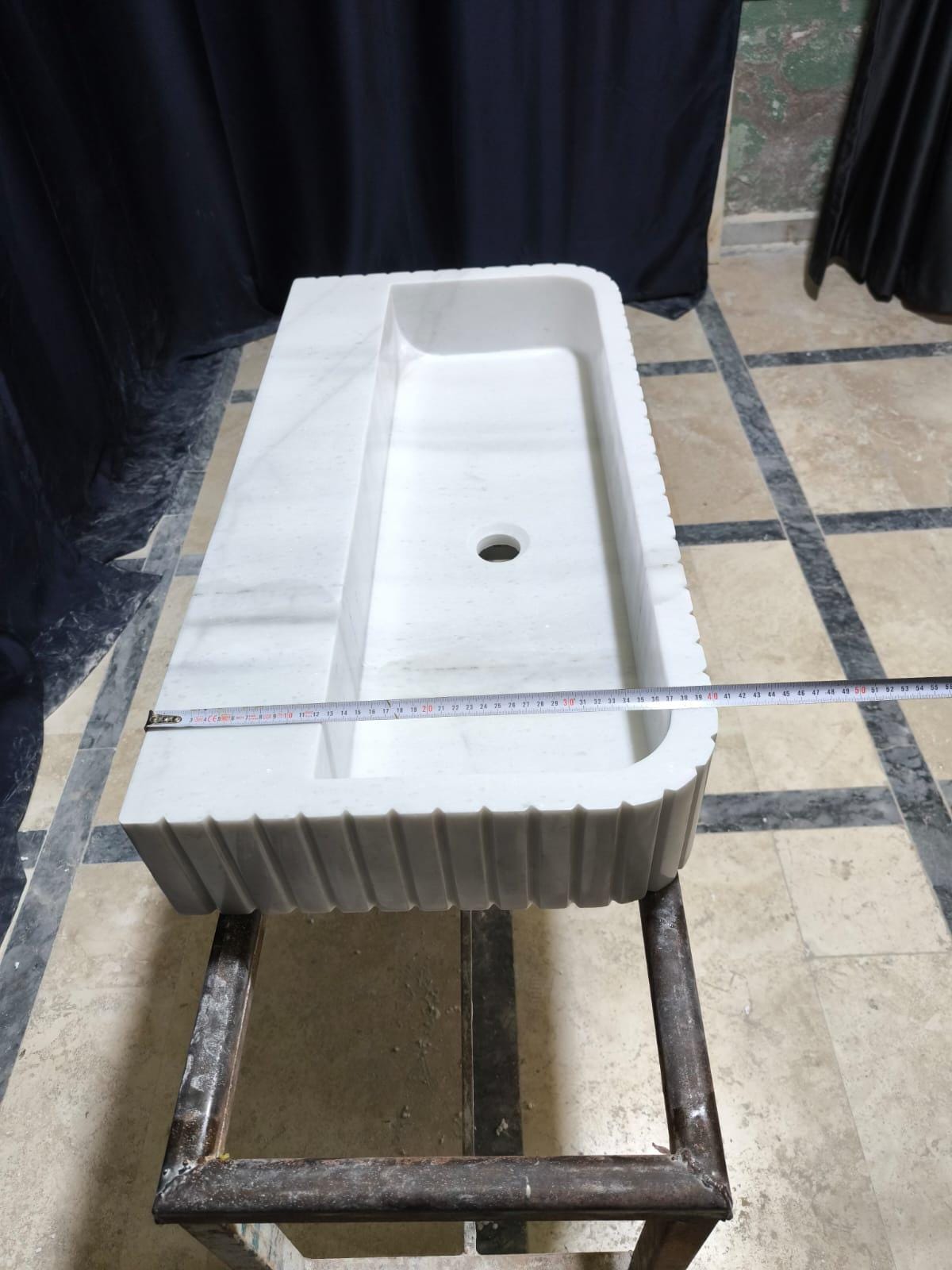 Handmade White Carrara Marble Sink: Wall Mounted Washbasin