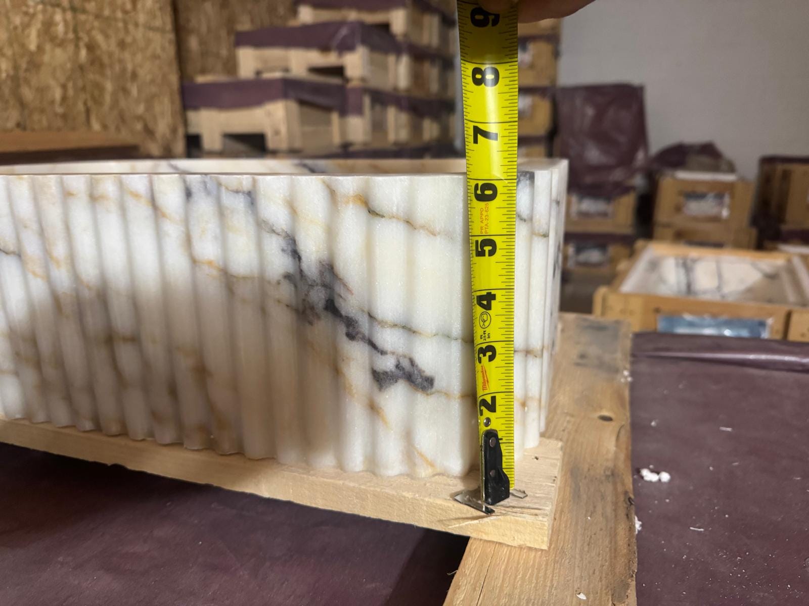 Fluted Calacatta Viola Marble Sink 20"x12"x6"