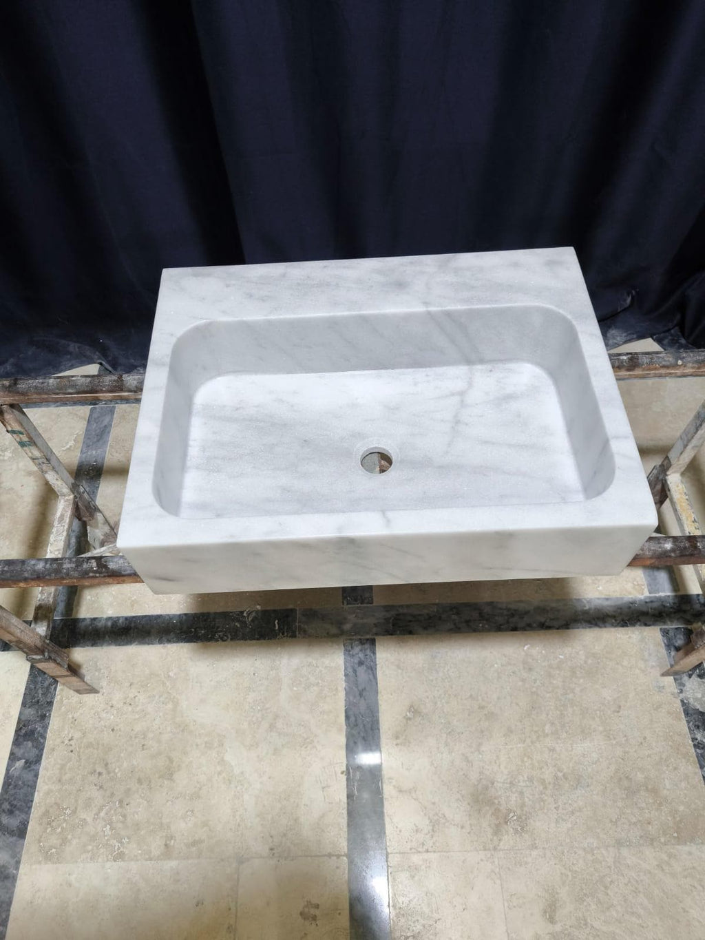 White Carrara Marble Vessel Sink: Natural Stone Washbasin
