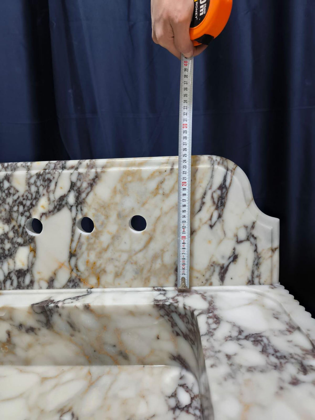 Calacatta Viola Project for Melissa  38”x18”x10” 10” backsplash