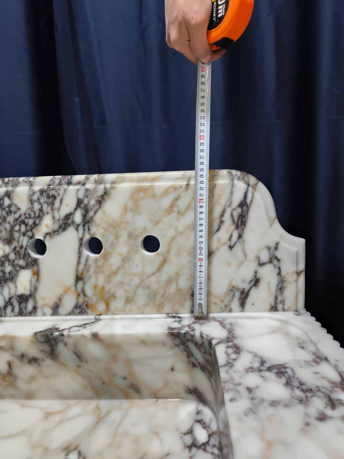 Calacatta Viola Project for Melissa  38”x18”x10” 10” backsplash